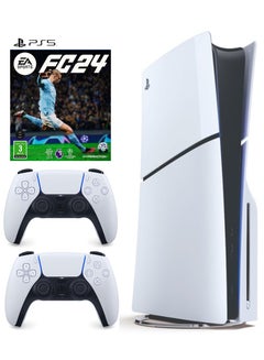 Buy PlayStation 5 Disc Console (Slim) With Extra White Controller And FC 24 in UAE
