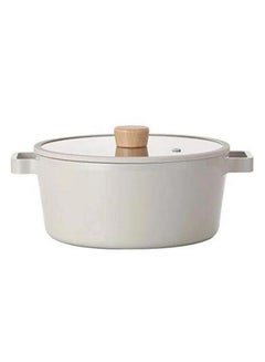 Buy Fika Cast Stock Pot Casserole With Glass Lid 10" Beige 26cm in UAE