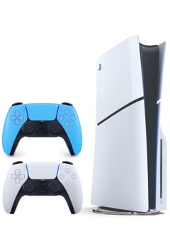 اشتري PlayStation 5 Slim Disc Console With Extra Wireless Controller - Blue في السعودية