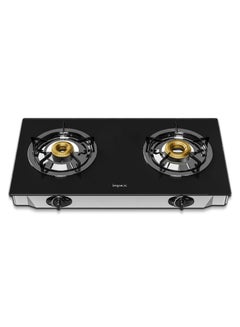 Buy Glass Top Gas Stove, Gas Cooker, 2 Burner Gas Stove, Auto Ignition, Aesthetically Designed And Toughned Glass Top, Stainless Steel Spill Base, Economic Knobs,  Easy To Clean IGS 1222FD Black in UAE