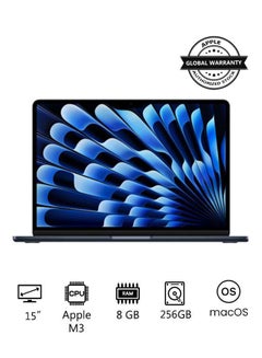 اشتري New 2024 MacBook Air MRYU3 15-inch Display, Apple M3 Chip 8-Core CPU 10-Core GPU Processor/8GB RAM/256GB SSD/Intel UHD Graphics English Midnight في الامارات