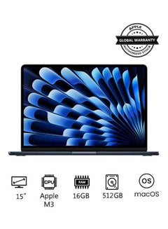 Buy New 2024 MacBook Air 15-inch Display, Apple M3 Chip 8-Core CPU 10-Core GPU Processor/16GB RAM/512GB SSD/Intel UHD Graphics English Midnight in UAE
