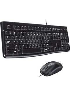 اشتري MK120 Wired Keyboard and Mouse for Windows, Optical Wired Mouse, USB Plug and Play, Full Size, PC/Laptop, English/Arabic Layout Black, 920-002546 في السعودية