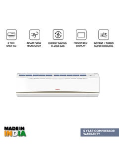 اشتري 2 Ton Piston Split AC, Energy Saving  Air Conditioner, Efficient Cooling With T3 Tropical Piston Compressor, 24000 BTU, Auto Restart, Best For Home, Room, Office And Shops, 5 Years Compressor Warranty NSAC24138E22 White في الامارات