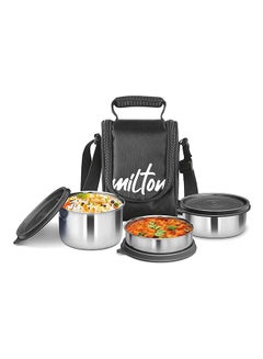 Buy MILTON Tasty 3 Stainless Steel Lunch Box, Set of 3, 200 ml, 320 ml, 500 ml, Balck | Leak Proof | Easy to Carry | Stainless Steel | Odour Proof | Food Grade | Light Weight | Easy to Clean Black 500ml in UAE