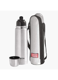 اشتري Bullet Vacuum Flask With Flip Lid And Pouch 500 ml Silver/Black 28 x 28cm في الامارات