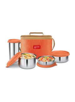 اشتري Milton Delicious Combo Stainless Steel Insulated Tiffin Set Of 4 (3 Container 1 Tumbler) Orange 21.5*13*15.5cm في الامارات