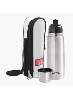 Buy Bullet Vacuum Flask With Flip Lid And Pouch 350 ml Silver/Black 20.2 x 20.2cm in UAE