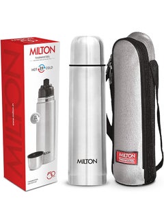 اشتري Milton Thermosteel Flip Lid 500, Double Walled Vacuum Insulated Thermos | 16 oz | 24 Hours Hot and Cold Water Bottle with Cover, Stainless Steel, BPA Free, Leak Proof | Silver 500ml في السعودية