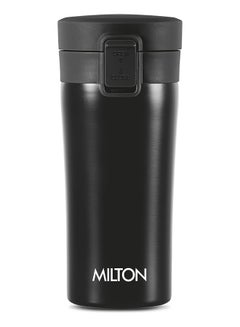 Buy Milton Double Wall Vacuum Insulated Coffee Mug with Leakproof Lid- Resueable Coffee Cups | Travel Car Coffee Cup - Stainless steel Hot & Cold, Black | Thermos | Soup Flask | Tea Mug | Easy Grip Black 350ml in UAE