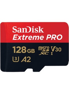 اشتري 128GB Extreme Pro microSD UHS I Card for 4K Video on Smartphones, Action Cams & Drones 200MB/s Read, 90MB/s Write, SDSQXCD 128G GN6MA, Red/Black 128 GB في الامارات