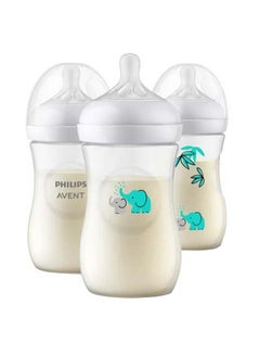 اشتري Pack Of 3 Natural Baby Bottle With Natural Response Nipple, Teal Elephant Design, 260Ml في الامارات