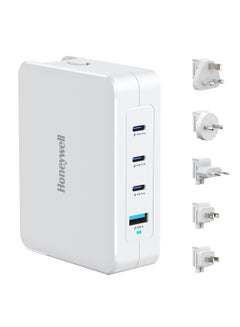 Buy Zest Charger GaN 100W, Ultra-Fast Wall Charger with PPS support, 3xType C PD 3.0 Ports & 1xUSB A Port, Equipped with Switchable Plugs,Compatible with iPhone,MacBook Air,Galaxy,Laptops White in UAE