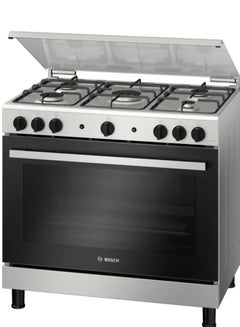 Buy Gas cooker Series 2, 90 * 60 cm, 5 Burners, Stainless Steel, 125 l Oven - HGV1F0U50S Silver in Egypt
