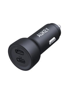 Buy 2-Port Car Charger Type-C To Type-C Port Black in UAE