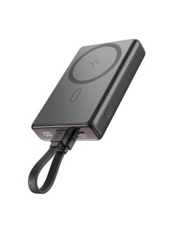 Buy 10000 mAh JOYROOM JR-PBM01 PD 20W PHONE POWER BANK MAGNETIC WIRELESS CHARGER WITH BUILT-IN CABLE / KICKSTAND - Black in Egypt