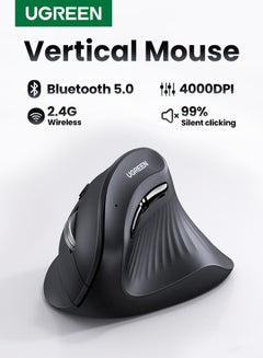 Buy 3000 mAh Vertical Ergonomic Mouse, Bluetooth, Wireless Mouse With USB Receiver, Quiet Clicks, 1000/1600/2000/4000 DPI, 5 Buttons For Laptop, Desktop, PC, Macbook Black in Saudi Arabia