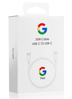 Buy 30W USB-C Super Fast Cable Compatible With Google Products And Other USB-C Devices USB-C To USB C Sync Charge Cable White in UAE