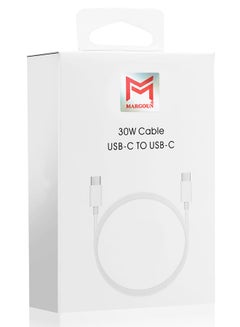 اشتري 30W USB-C Super Fast Cable Compatible With USB-C Devices USB-C To USB C Sync Charge Cable White في الامارات