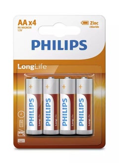 Buy Long Life R03 Mignon Zinc Battery 1.5V 4 Pcs Orange in Saudi Arabia