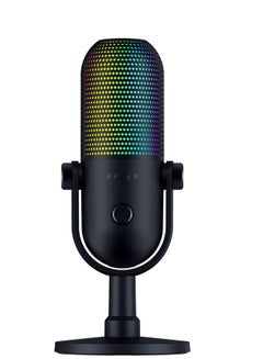 اشتري Razer Seiren V3 Chroma RGB USB Microphone: Stream & Game Reactive Lighting - Tap-to-Mute Sensor - Condenser Mic - Digital Gain Limiter & Shock Absorber - PC, Discord, OBS Studio, XSplit - Black في مصر