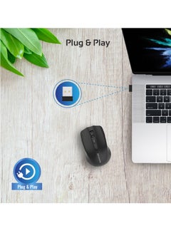 اشتري 2.4G Wireless Mouse, Portable Optical Wireless Mouse With USB Nano Receiver 10M Working Distance, Auto Sleep Function And 3 Adjustable DPI Level For Mac OS, Windows, Android, Clix-8 Black في الامارات