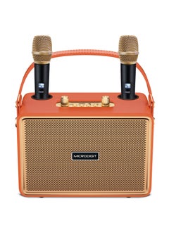 Buy Portable Bluetooth  Speaker With 2 Wireless Mic With Superior Sound And Multiple Device Audio Input Orange in Saudi Arabia