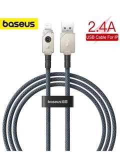 Buy USB-A To Lightning Cable, Aramid Fiber Unbreakable Series (1m) 2.4A iPhone Fast Charger Cable Nylon Braided USB To iPhone Cord For iPhone 14/13/13Pro/13ProMax/12/12Pro/12ProMax/11/11Pro/XS White/Grey in UAE