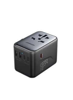 اشتري 65W Universal Travel Adapter International Plug Adapter With 2 USB 2 Type C Fast Charging All In One Worldwide Wall Charger UK US AUS EU Black في الامارات