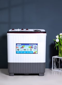 Buy TwinTub Semi-Automatic 9 Kg Washing Machine |  Top Load Semi Automatic Washing Machine Quick Turbo Wash |Transparent Top Lid | 9 kg 360 W GSWM18042 White/Grey/Meroon in UAE