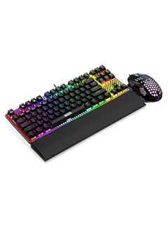 Buy CM373 Honeycomb Gaming Mechanical Keyboard (Blue Switch) and RGB Mouse Combo, Wired Gaming Keyboard with Detachable Wrist Rest, 87 NKRO Keys, 6400 DPI 6 Programmable Mice, for Windows and Mac in Egypt