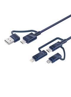 Buy 6-In-1 Multi Charging Cable Premium Hybrid 20V 3A USB-C Micro USB Connectors To USB-A With USB-C Fast Sync Charging Cable Data Cord And 60W Type-C To Type-C Power Delivery Blue in Saudi Arabia