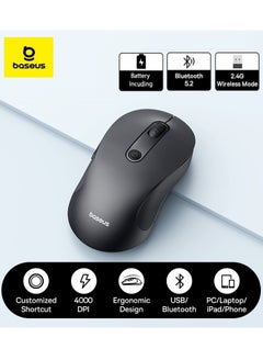 Buy F02 Wireless Mouse Bluetooth V5.2 and 2.4GHz Connectivity Silent Mouse 4000DPI Ergonomic 6 Mute Buttons Mice For iPad, MacBook, Tablet, Laptop, Computer Gaming Mouse, Including Battery- Black in UAE