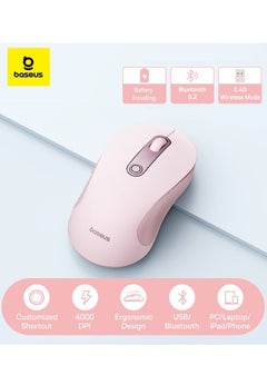 Buy F02 Wireless Mouse Bluetooth V5.2 and 2.4GHz Connectivity Silent Mouse 4000DPI Ergonomic 6 Mute Buttons Mice For iPad, MacBook, Tablet, Laptop, Computer Gaming Mouse, Including Battery- Pink in UAE