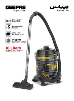 اشتري Drum Vacuum Cleaner With Dry And Blow Function Powerful Suction Full Indicator 2000 W GVC19045 Black/Yellow في السعودية