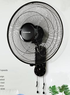Buy 16-Inch Wall Fan 60W Motor With 3-Speed Controls 5 AS Blades And 2 Pull String Cords 60 W OMF1868 Black in UAE