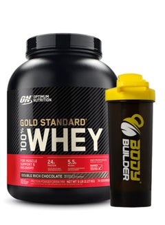 Buy Gold Standard 100% Whey Protein Powder-Double Rich Chocolate, 5 Lbs, 74 Servings (2.27 KG)+Body Builder Shaker 700ml in UAE