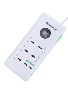 Buy Surge Protector/Spike Guard/ Power Extension, 5 Universal Sockets, 2USB ports, 36000Amp, 1.5 Mtr, Device Secure Warranty, X3 Fireproof MOV tech, 3Yr Warranty White in UAE