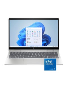 اشتري Envy x360 2-in-1 Convertible Laptop with 14-Inch IPS FHD Touch Display, Intel Core 5-120U Processor/8GB RAM/512GB SSD/Intel Graphics/5MP Webcam/Backlit Keyboard/FPR/Win 11 H English Natural Silver في الامارات