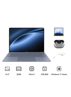 اشتري MateBook X Pro Laptop With 14.2-Inch Flexible OLED Display, Ultralight, Intel Core Ultra 9 Processor, 32GB RAM/2TB SSD/Intel Iris XE Graphics/Windows 11 Home/ HUAWEI MatePad Air + FreeBuds Pro 2 + Dock 3 English/Arabic Blue في السعودية