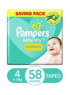 اشتري Pampers Baby Dry  Maxi Diapers - Size 4 - 9-18 KG - 58 Diapers في مصر