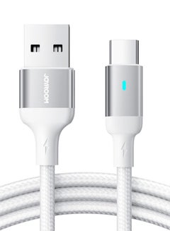 Buy USB Cable - USB C 3A For Fast Charging And Data Transfer Nylon Cable A10 Series 1.2 m (S-UC027A10) White in Egypt