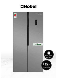 Buy 650 L Gross / 512 L Net  Capacity Side By Side Refrigerator, On Door LED Display, R600a Refrigerant, Electronic Control System, Inside Condenser, Removable Gasket, Adjustable Leg, Efficient Cooling System 518 L NR700D Silver in UAE