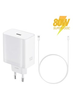 اشتري 100 W 80 W 65 W 33 W SuperVooc Charge For Original, OnePLus Warp Charge, Super Dart Charge Adapter For Realme, Vivo Fast Charge White في مصر