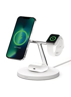 Buy Boostcharge Pro 3-In-1 Wireless Stand Fast Charger W/ 15W MagSafe For Apple iPhone 15/14/13/12 Pro Max/Pro/Plus, Apple Watch Series Ultra SE/9/8/7/6/5/4/3/2/1 And AirPods/Airpods Pro White in UAE