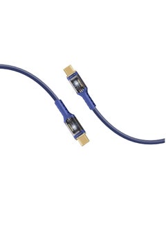 اشتري USB-C To USB-C Cable Fast-Charging 100W Power Delivery With Transparent Tips Blue في السعودية