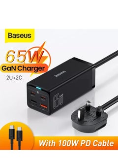 اشتري USB C Charger, 65W PD GaN3 Fast Wall Charger Block, 4-Ports 2USB-C + 2USB-A Charging Station With 5ft AC Cable for MacBook Pro/Air, USB-C Laptop, iPhone 15/14/13, iPad Pro, Galaxy S24 S23, Etc Black في السعودية