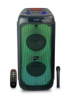 Buy Party Speaker With Wireless Mic 4000W(PMPO)Powerful Sound, Built-in DJ Lights, LED Display, Bluetooth/FM/USB/TWS Functions, Rechargeable Battery Black in Saudi Arabia