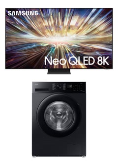 Buy 75 Inch Neo QLED 8K, Tizen OS Smart TV - QA75QN800DUXEG‎ + Free 12 Months Watch It and Shahid Subscription + Samsung Washing Machine 8KG - WW80CGC0EDABAS Graphite Black in Egypt
