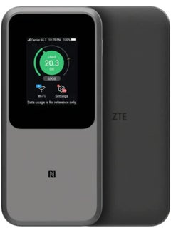 Buy The Most Powerful Portable Router 5G with Huge 10000mAh Battery, 18W Reverse Charge, NFC, 2.4” Touch Screen & Connects 64 Devices – Sim Slot UNLOCKED - ZTE By STC (MU5120) Grey in Saudi Arabia